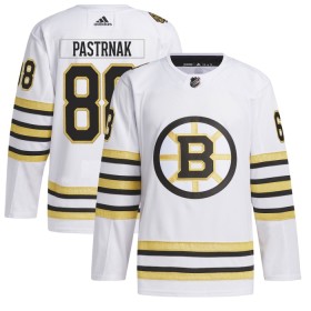 Miehille NHL Boston Bruins Pelipaita 100th Anniversary David Pastrnak Adidas 2023-24 Valkoinen Authentic